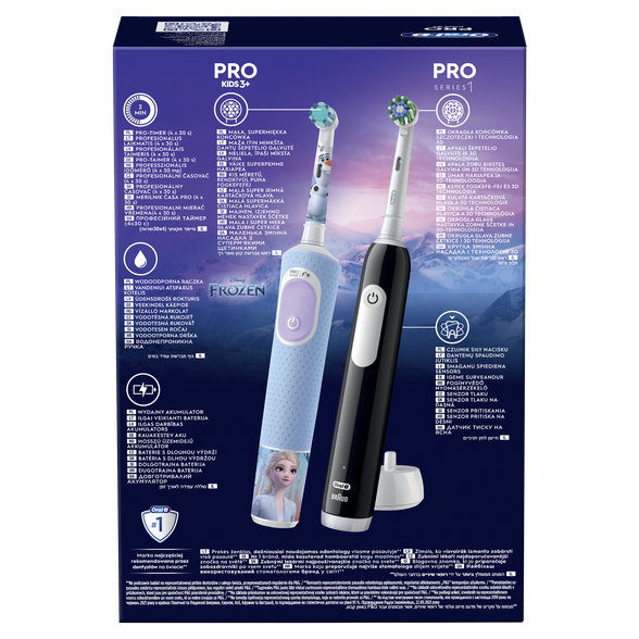 ORAL-B Vitality PRO + Frozen Pro Kids 3+ elektrinis dantų šepetėlis, 2 vnt.