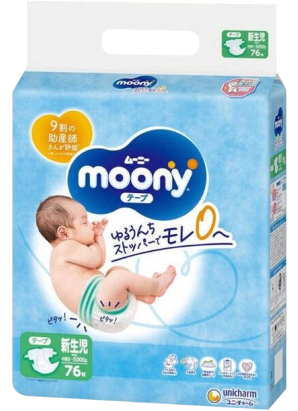 MOONY Airfit NB 0-5 kg sauskelnės, 76 vnt.