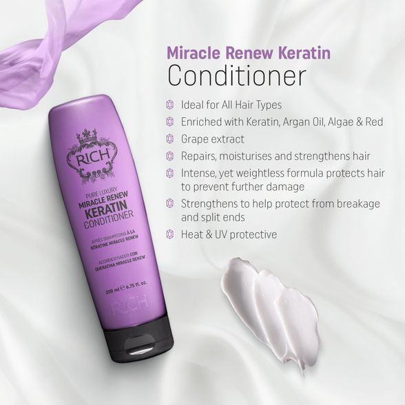 RICH Pure Luxury Miracle Renew Keratin kondicionierius, 200 ml