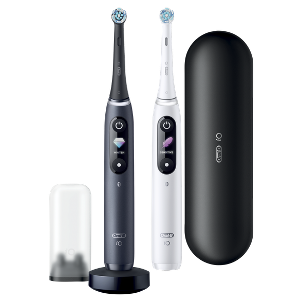 ORAL-B iO8 Duo Black + White elektrinis dantų šepetėlis, 2 vnt.