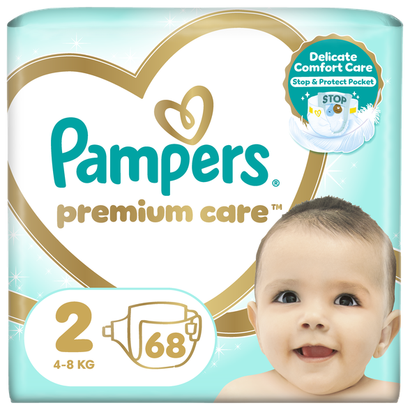 PAMPERS Premium Care 2 (4-8 kg) sauskelnės, 68 vnt.