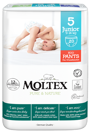 MOLTEX Pure & Nature 5 Junior sauskelnės-kelnaitės, 20 vnt.