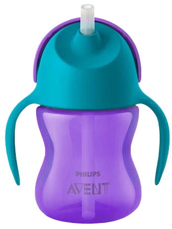 PHILIPS Avent 9 m+ (violetinė) puodeliai su šiaudeliu, 1 vnt.