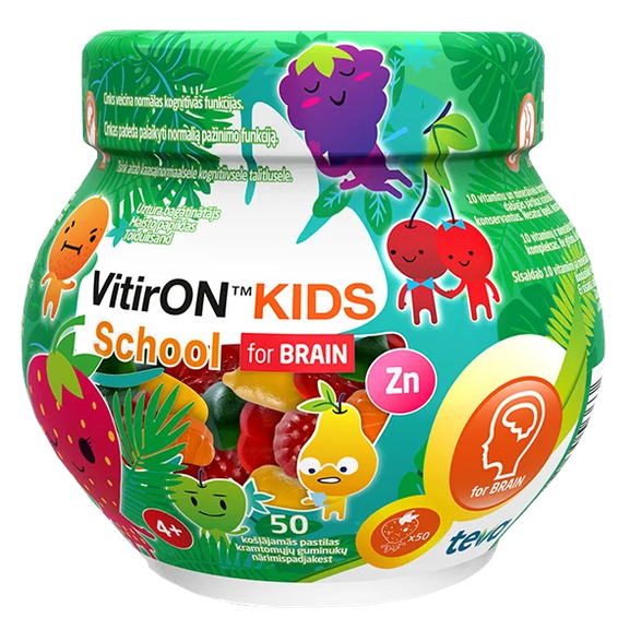 VITIRON Kids School for BRAIN pastilės, 50 vnt.