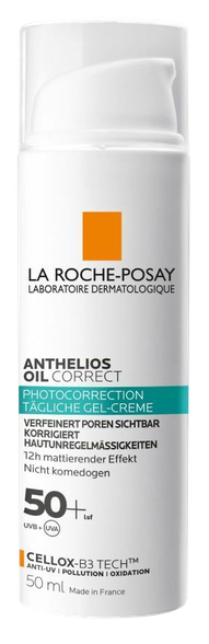 LA ROCHE-POSAY Anthelios Oil Correct SPF 50+ apsauginis kremas nuo saulės, 50 ml