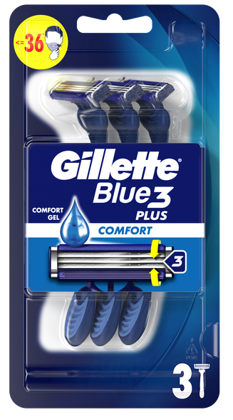 GILLETTE Blue3 Plus vienkartiniai skustuvai, 3 vnt.