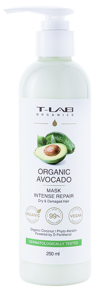 T-LAB Avocado Intense Repair plaukų kaukė, 250 ml