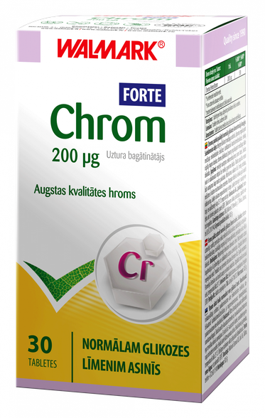 WALMARK    Chrom Forte 200mcg tabletės, 30 vnt.