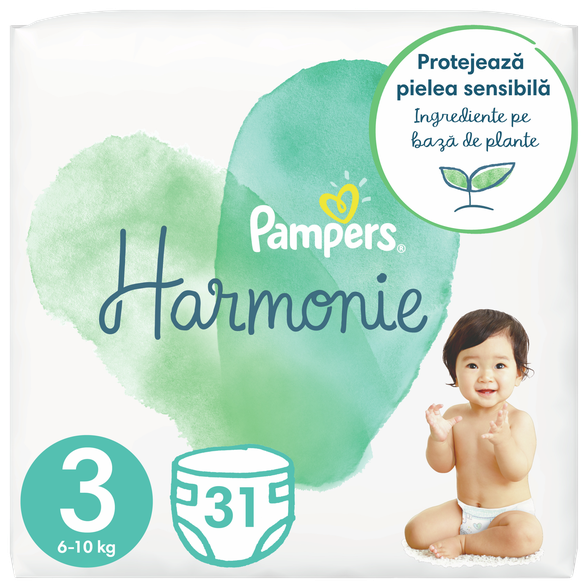 PAMPERS Harmonie 3 (6-10 kg) sauskelnės, 31 vnt.