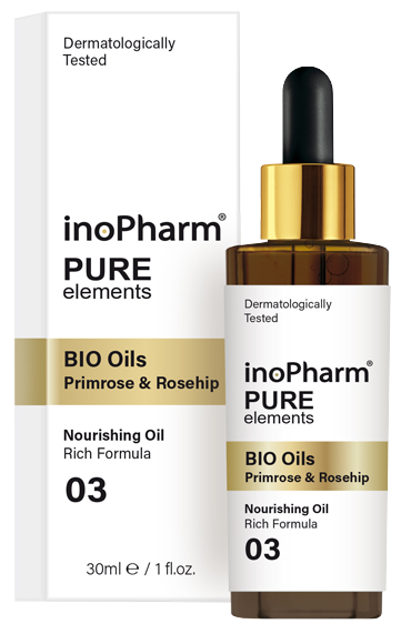 INOPHARM Bio Oil Primrose & Rosehip veido aliejus, 30 ml