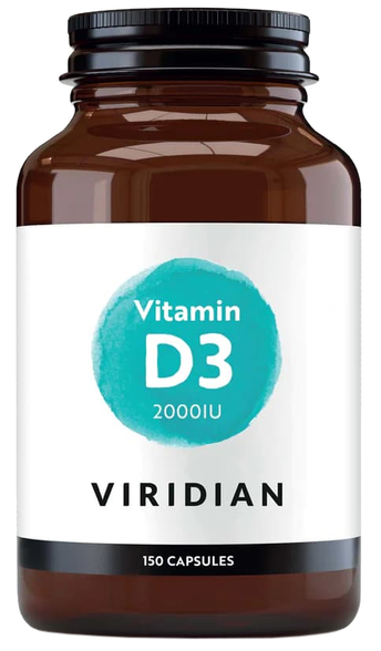 VIRIDIAN Vitamin D3 2000iu Vegan kapsulės, 150 vnt.