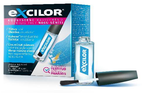 EXCILOR EXCILOR SOLUTION, teptukas nagų grybeliui gydyti priešgrybelinė nagų priemonė, 3.3 ml