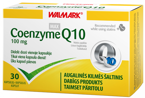 WALMARK   Coenzyme Q10 Max 100mg  kapsulės, 30 vnt.