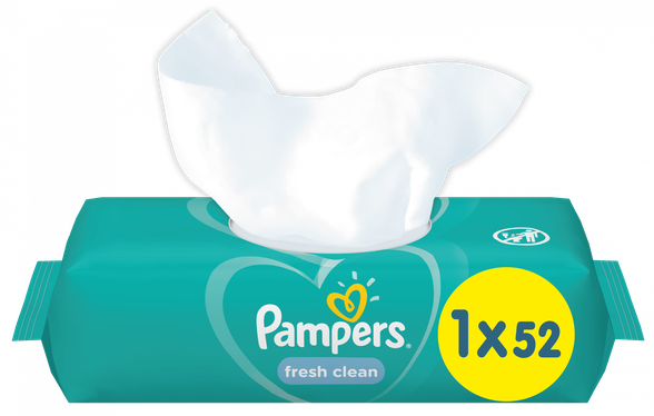 PAMPERS Fresh Clean drėgnos servetėlės, 52 vnt.