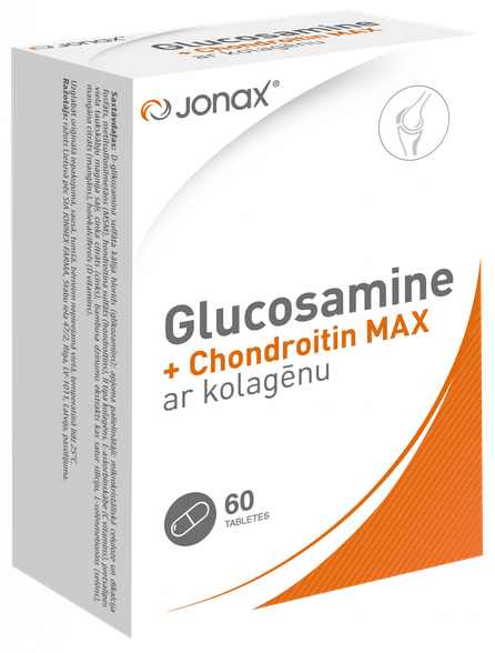 JONAX Glucosamine + Chondroitin MAX su kolagenu tabletės, 60 vnt.