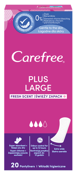 CAREFREE  Plus Fresh Large įklotai, 20 vnt.