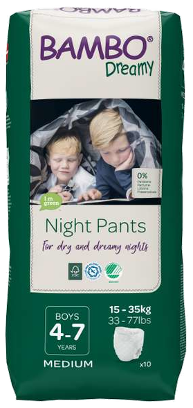 BAMBO Dreamy Night Pants berniukams, dydis M, 15-35 kg sauskelnės-kelnaitės, 10 vnt.