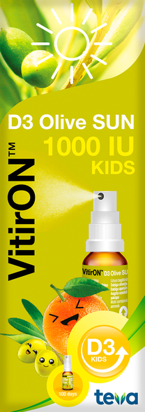 VITIRON D3 Olive Sun 1000 IU Kids purškiklis, 10 ml