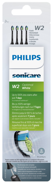 PHILIPS Sonicare W Optimal White (black) elektrinių dantų šepetėlių galvutės, 4 vnt.