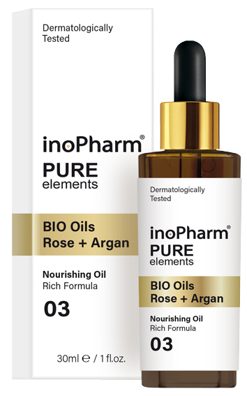 INOPHARM Bio Oils Rose + Argan veido aliejus, 30 ml