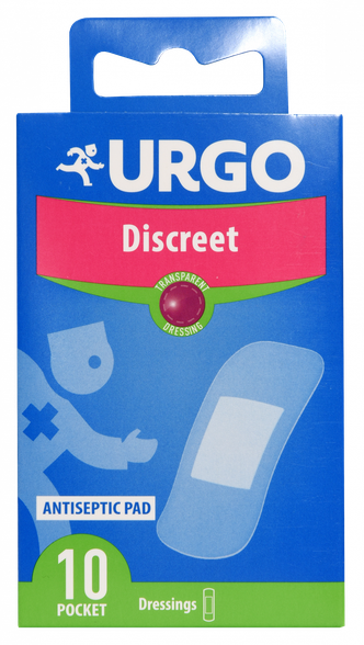 URGO  Discreet 19 x 72 mm tvarstis, 10 vnt.