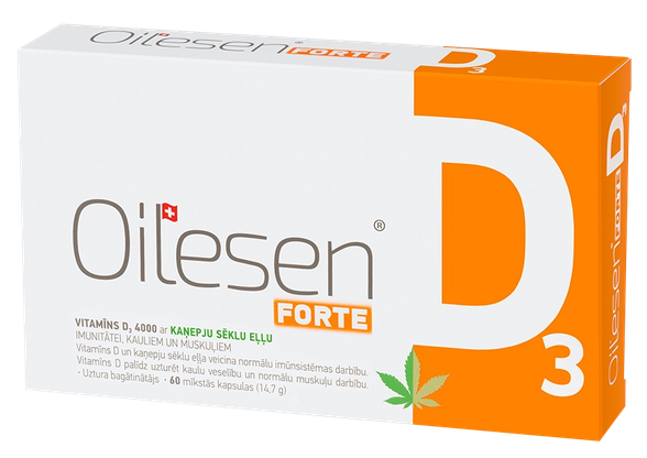 OILESEN  FORTE VITAMĪNS D3 4000SV minkštos gelio kapsulės, 60 vnt.