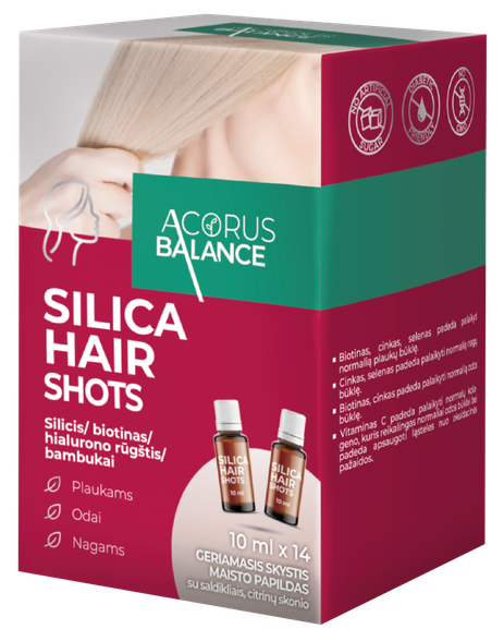 ACORUS BALANCE Silica Hair Shots 10 ml buteliai, 14 vnt.