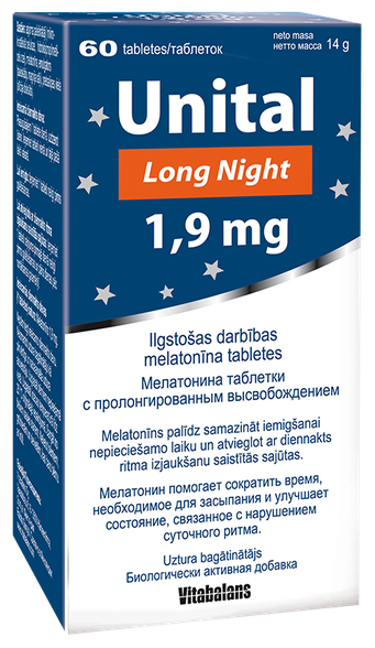 VITABALANS Unital Long Night 1,9 mg tabletės, 60 vnt.