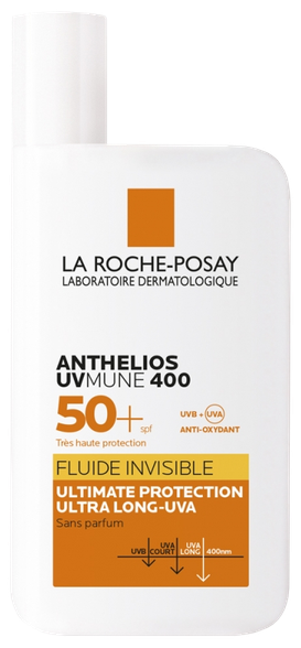 LA ROCHE-POSAY Anthelios UVmune 400 Invisible Fluid SPF50 + apsauginis kremas nuo saulės, 50 ml