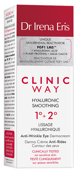 CLINIC WAY  1+2 Hyaluronic paakių kremas, 15 ml