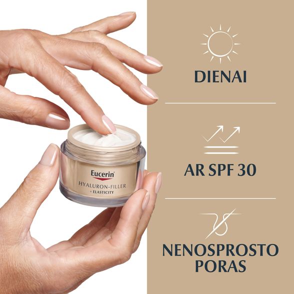 EUCERIN Hyaluron Filler + Elasticity SPF 30 dieninis veido kremas, 50 ml