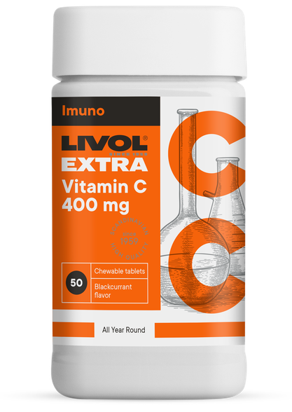 LIVOL  Extra Vitamin C 400 mg kramtomosios tabletės, 50 vnt.