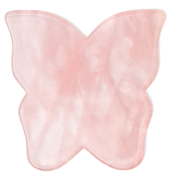 CRYSTALLOVE GuaSha Rose Quartz Butterfly masažo plokštelė, 1 vnt.