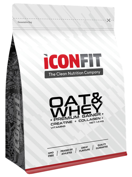 ICONFIT Oat & Whey Pro Gainer Vanilla milteliai, 1400 g