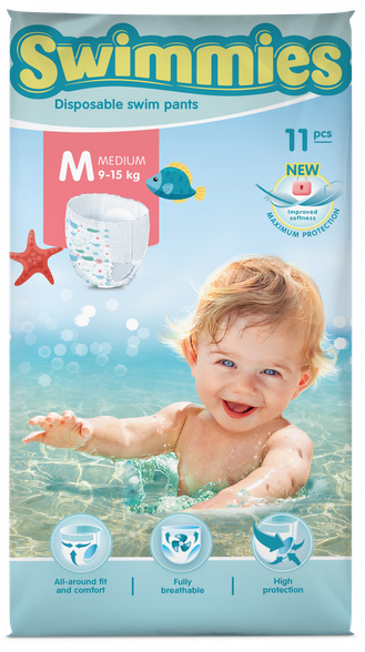 MOLTEX Swimmies M (9-15 kg) sauskelnės-kelnaitės, 11 vnt.