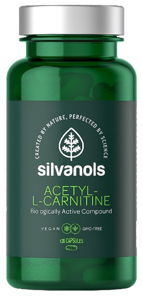 SILVANOLS Premium Acetyl-L-Carnitine kapsulės, 120 vnt.