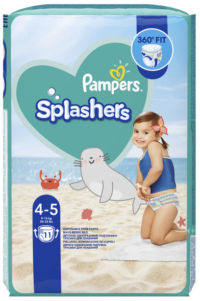 PAMPERS Splashers 4 (9-15 kg) sauskelnės-kelnaitės, 11 vnt.