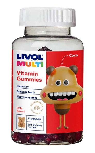 LIVOL  Multi vitamins cola flavored guminukai-meškiukai, 75 vnt.