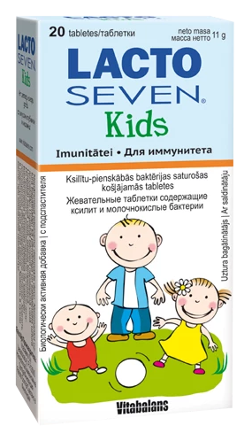 LACTO SEVEN Kids kramtomosios tabletės, 20 vnt.