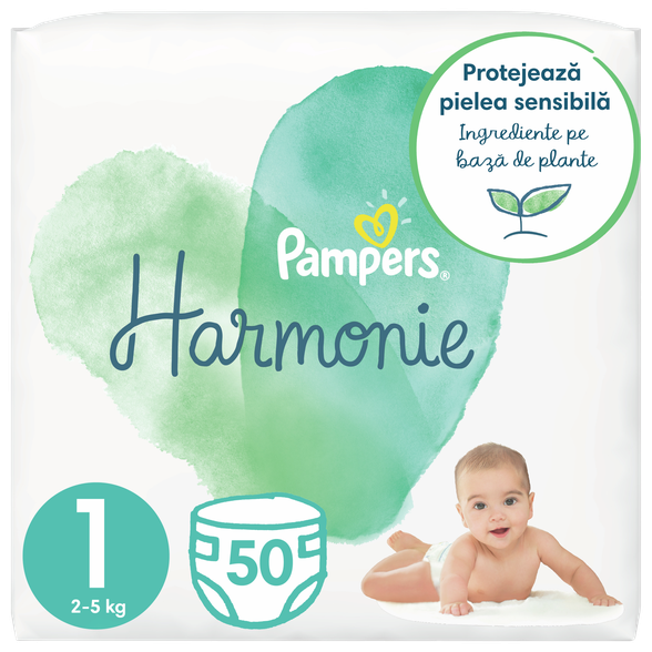 PAMPERS Harmonie 1 (2-5 kg) sauskelnės, 50 vnt.