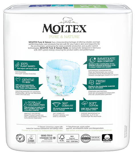 MOLTEX Pure & Nature 4 Maxi sauskelnės-kelnaitės, 22 vnt.