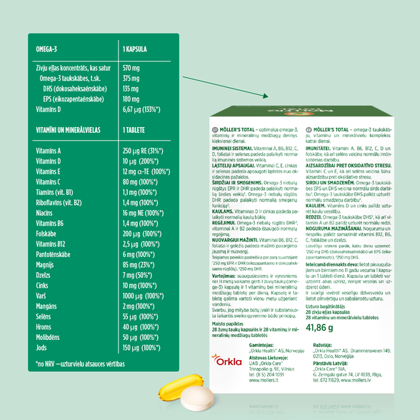 MOLLERS Total Omega - 3 tabletės + kapsulės, 56 vnt.