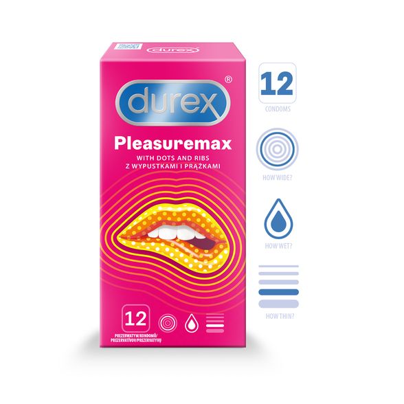 DUREX Pleasuremax prezervatyvai, 12 vnt.