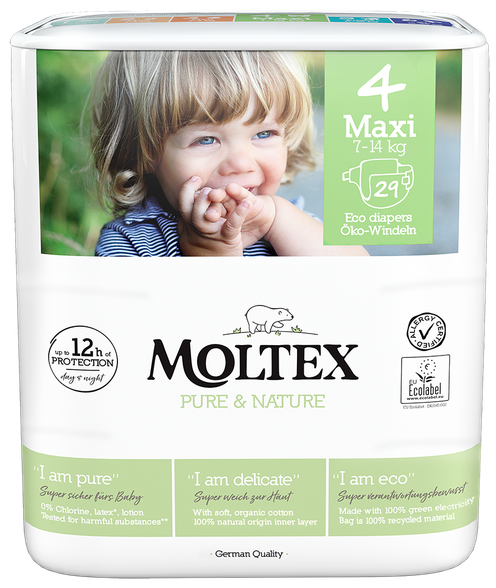 MOLTEX Pure & Nature 4 Maxi sauskelnės, 29 vnt.