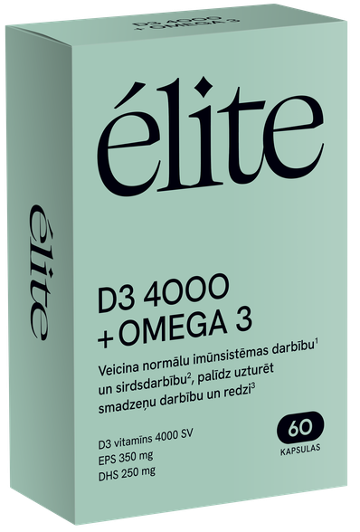 ELITE D3 4000 IU + Omega-3 kapsulės, 60 vnt.