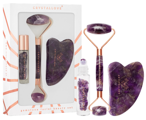 CRYSTALLOVE GuaSha Amethyst rinkinys, 1 vnt.