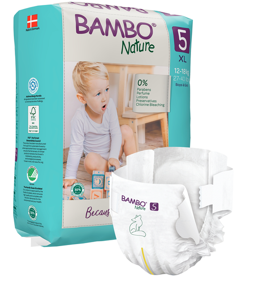 BAMBO Nature  XL-5 (12-18 kg) sauskelnės, 22 vnt.