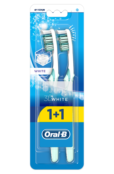 ORAL-B 3D White 40 Medium dantų šepetėlis, 2 vnt.