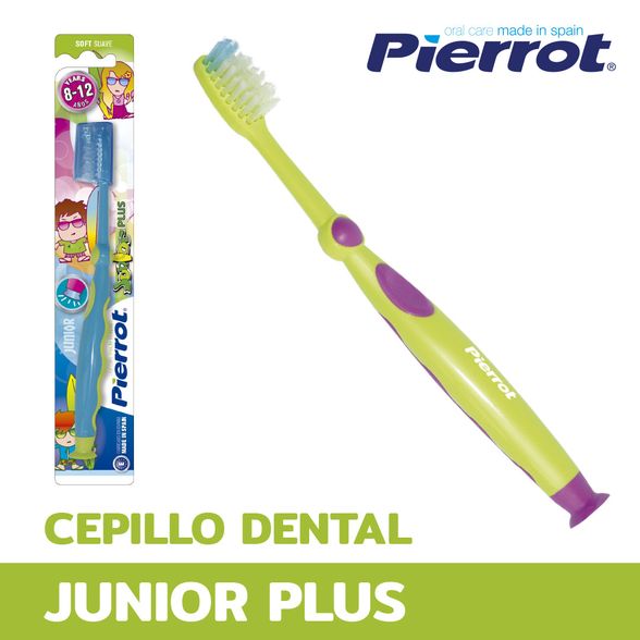 PIERROT PIERROT JUNIOR PLUS SOFT dantų šepetėlis vaikams 8-12 m. su minkštais šereliais dantų šepetėlis, 1 vnt.