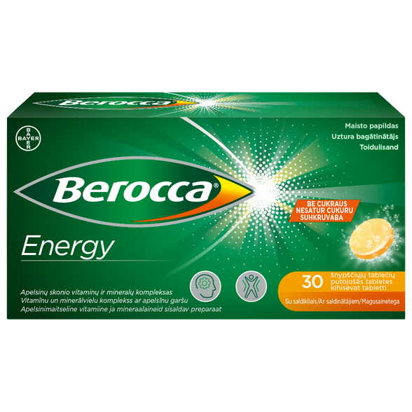 BEROCCA Energy  putojančios tabletės, 30 vnt.